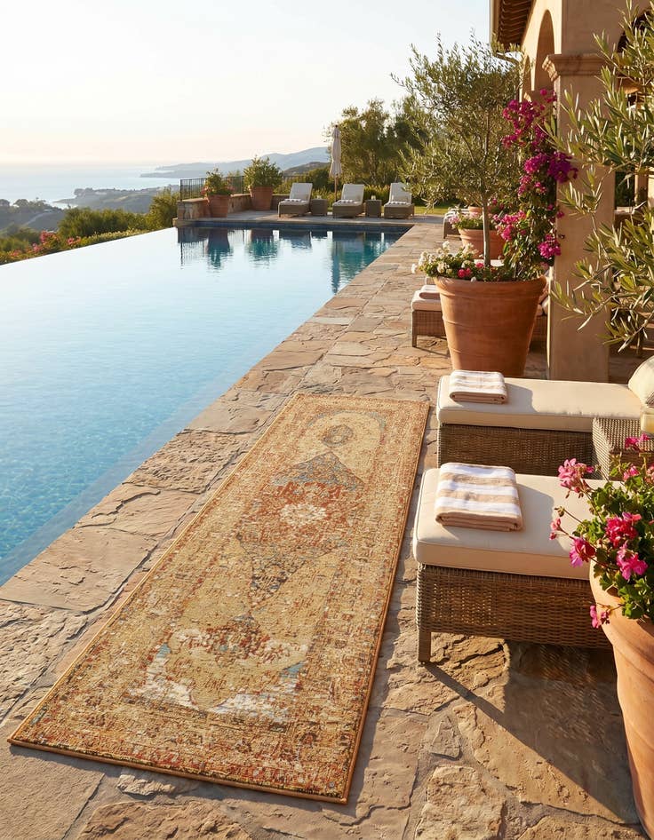 Detail image of 2' x 6' Easy-Clean Traditional Indoor / Outdoor Runner Rug