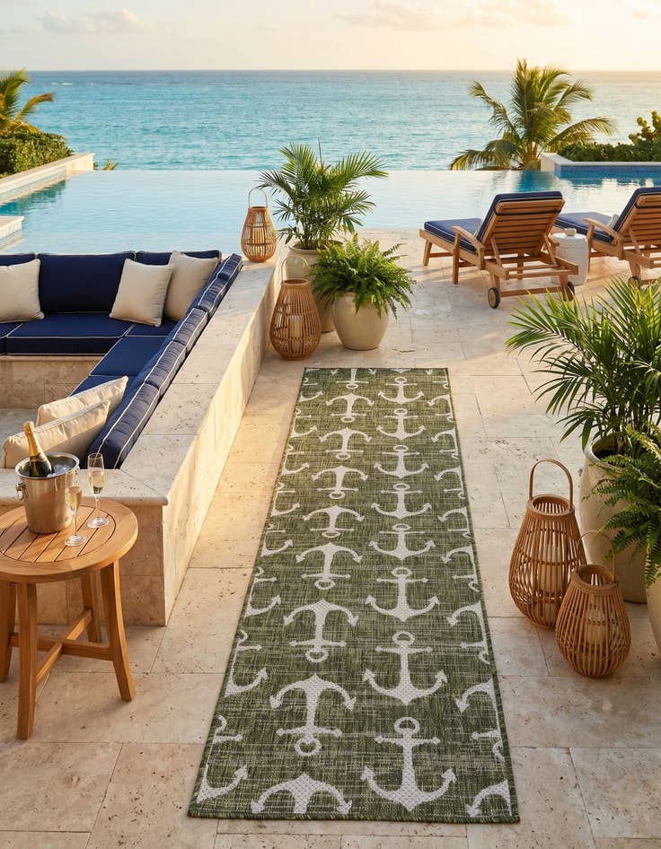 Detail image of 2' x 8' Easy-Clean Coastal Indoor / Outdoor Runner Rug