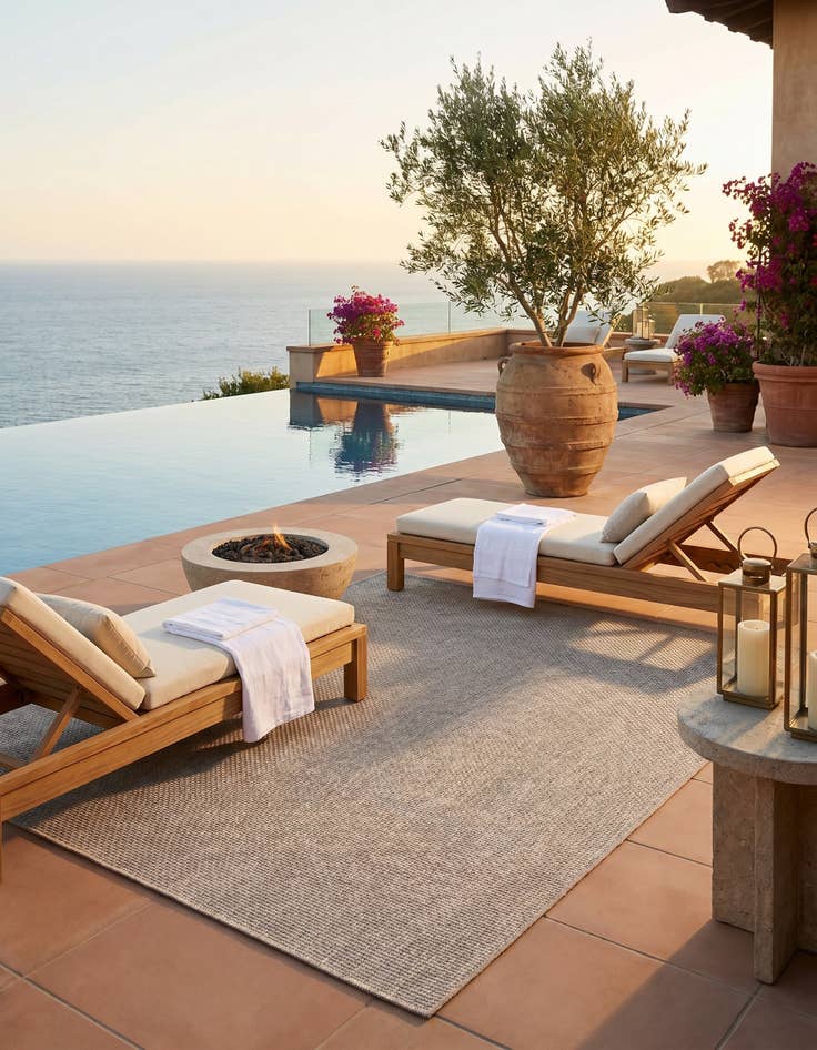 Detail image of 6' x 9' Easy-Clean Solid Indoor / Outdoor Rug