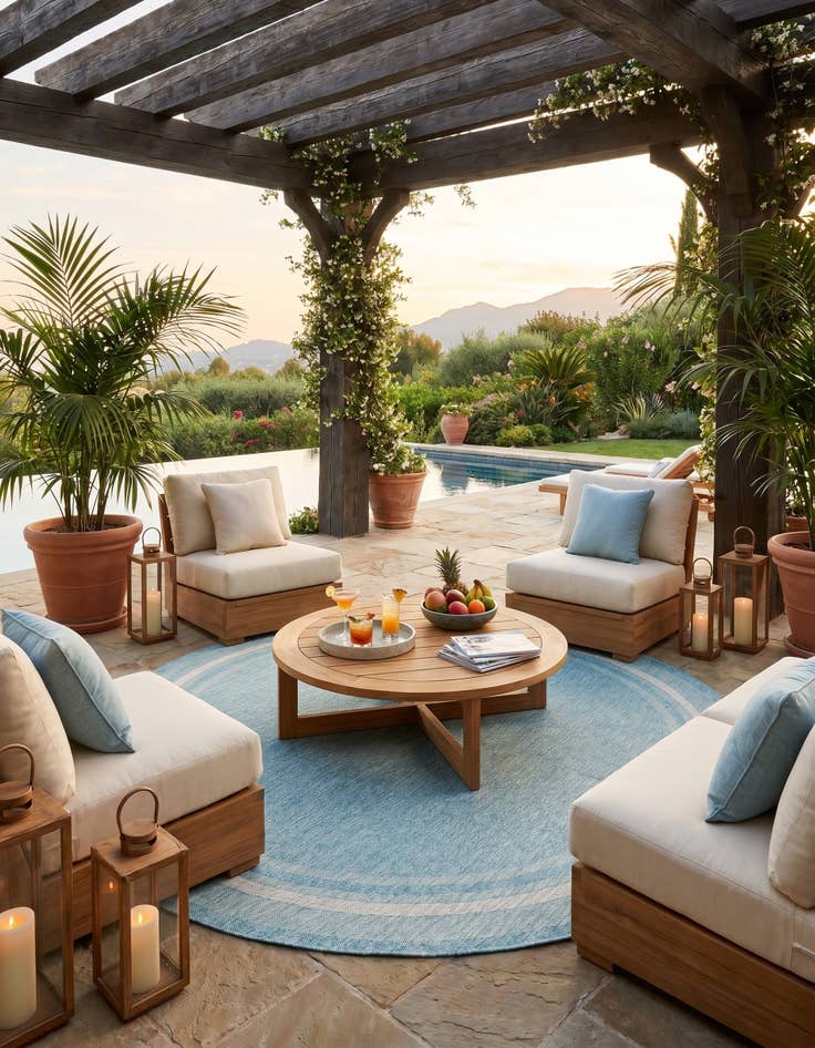 Detail image of 10' 8 x 10' 8 Easy-Clean Border Indoor / Outdoor Round Rug