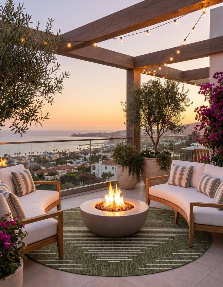 Detail image of 7' 10 x 7' 10 Easy-Clean Modern Indoor / Outdoor Round Rug