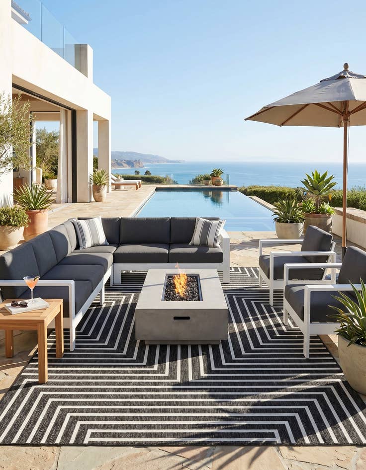 Detail image of 7' x 10' Easy-Clean Modern Indoor / Outdoor Rug