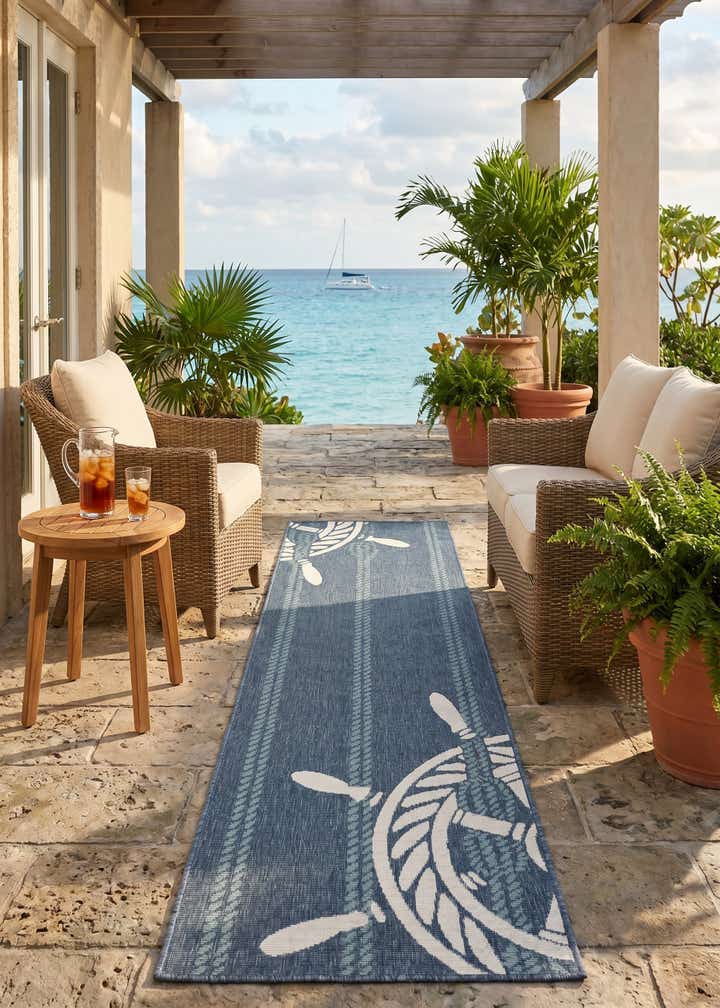 2' x 8' Easy-Clean Coastal Indoor / Outdoor Runner Rug