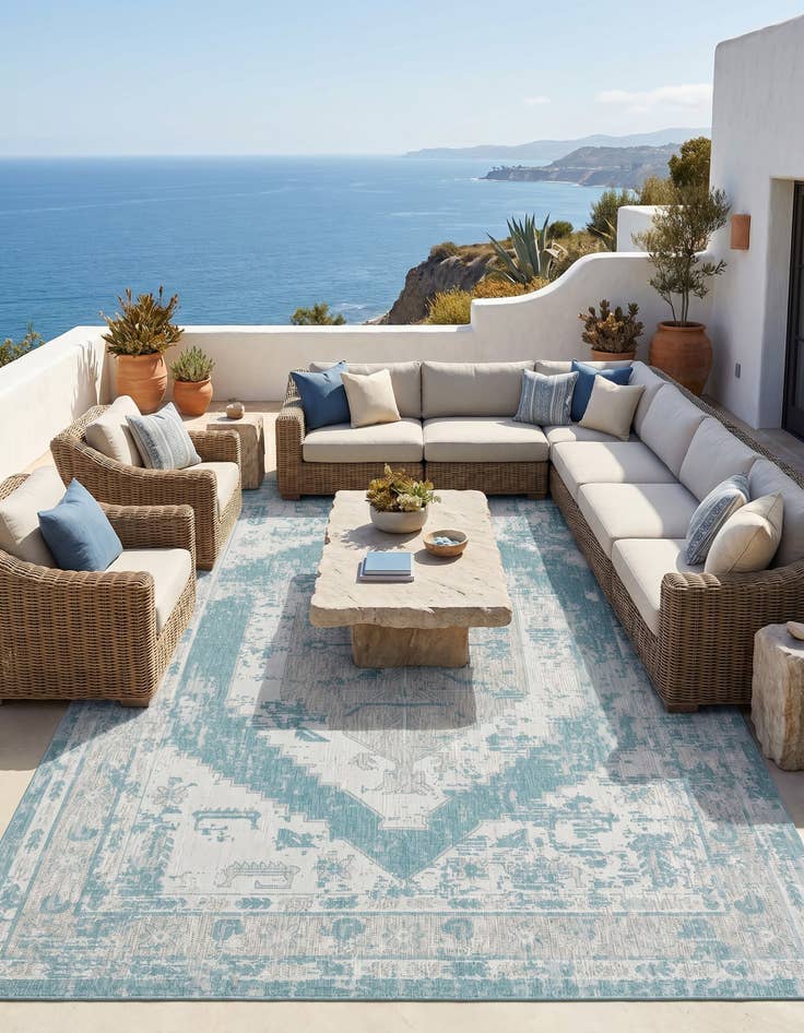 Detail image of 10' x 14' Easy-Clean Traditional Indoor / Outdoor Rug