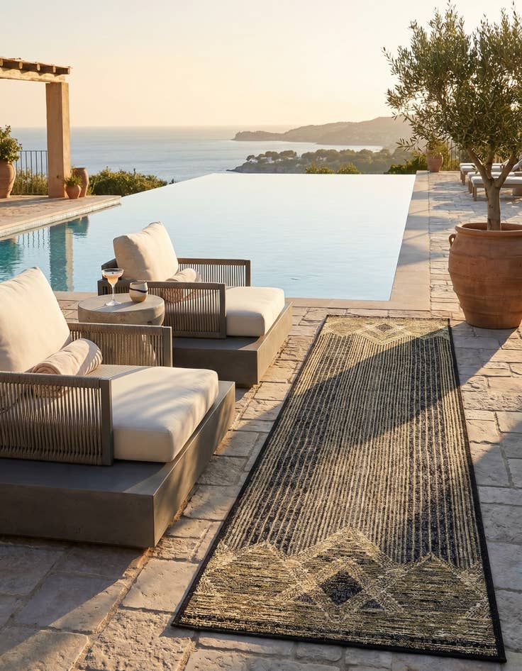 Detail image of 2' x 8' Easy-Clean Modern Indoor / Outdoor Runner Rug