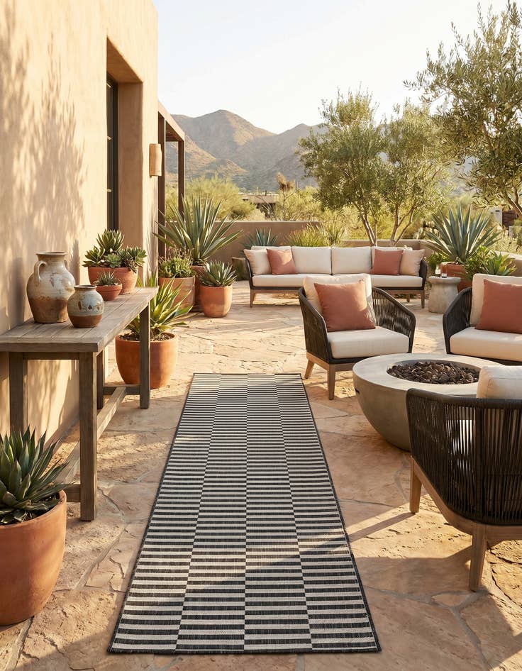 Detail image of 2' 7 x 10' Easy-Clean Striped Indoor / Outdoor Runner Rug