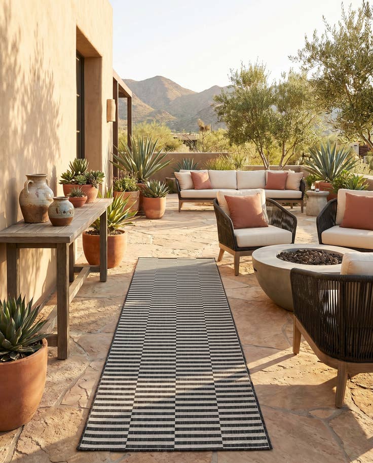 Detail image of 2' 7 x 10' Easy-Clean Striped Indoor / Outdoor Runner Rug