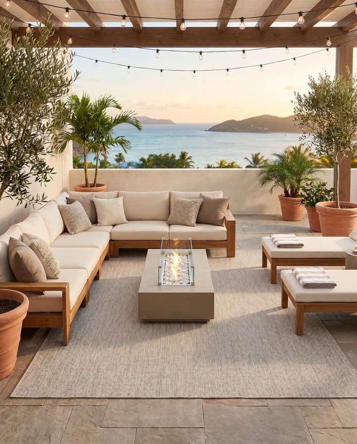 9' x 12' Easy-Clean Solid Indoor / Outdoor Rug