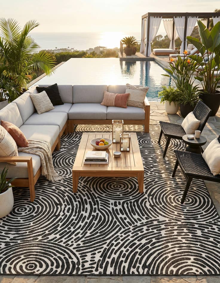 Detail image of 9' x 12' Easy-Clean Modern Indoor / Outdoor Rug