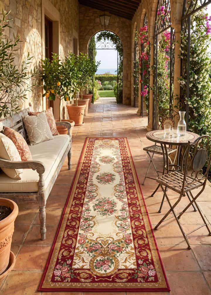 2' 7 x 12' Easy-Clean Traditional Indoor / Outdoor Runner Rug