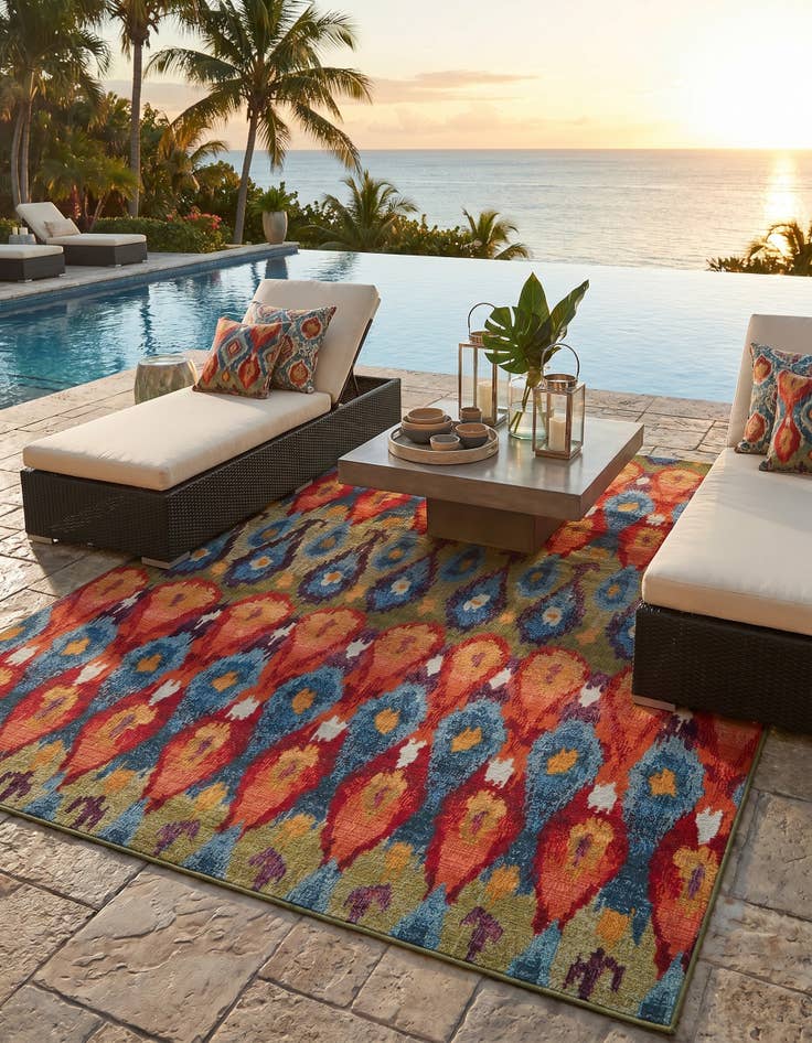Detail image of 7' x 10' Easy-Clean Modern Indoor / Outdoor Rug