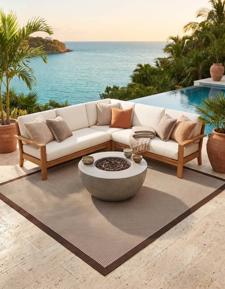 Detail image of 9' x 12' Easy-Clean Border Indoor / Outdoor Rug