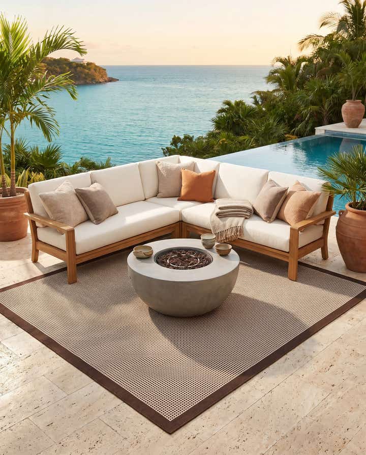 9' x 12' Easy-Clean Border Indoor / Outdoor Rug