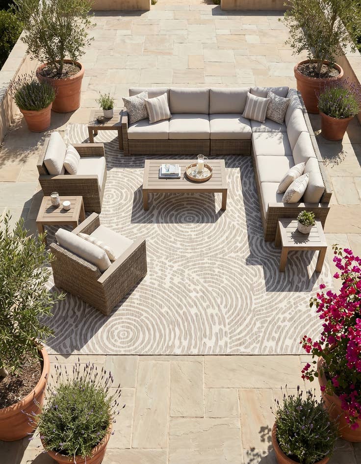 Detail image of 10' x 10' Easy-Clean Modern Indoor / Outdoor Square Rug