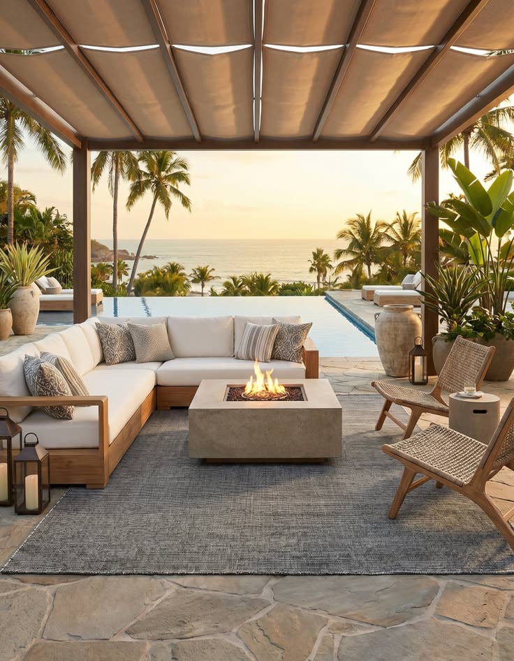 Detail image of 9' x 12' Easy-Clean Jill Zarin Palm Springs Indoor / Outdoor Rug