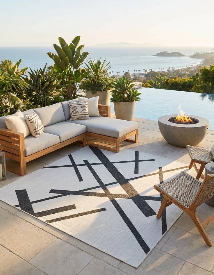 Detail image of 10' x 10' Easy-Clean Modern Indoor / Outdoor Square Rug