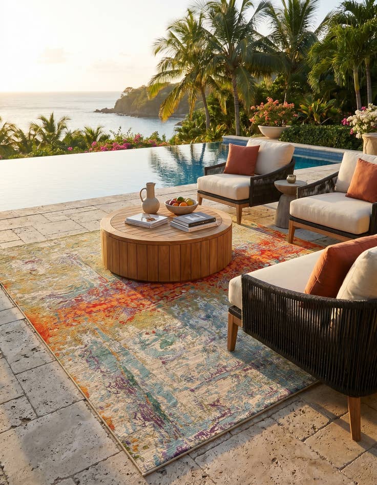 Detail image of 7' 10 x 10' Easy-Clean Modern Indoor / Outdoor Rug
