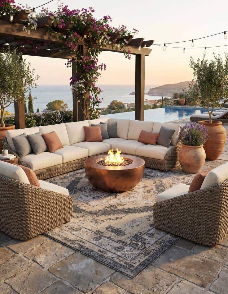 Detail image of 13' x 13' Easy-Clean Traditional Indoor / Outdoor Square Rug