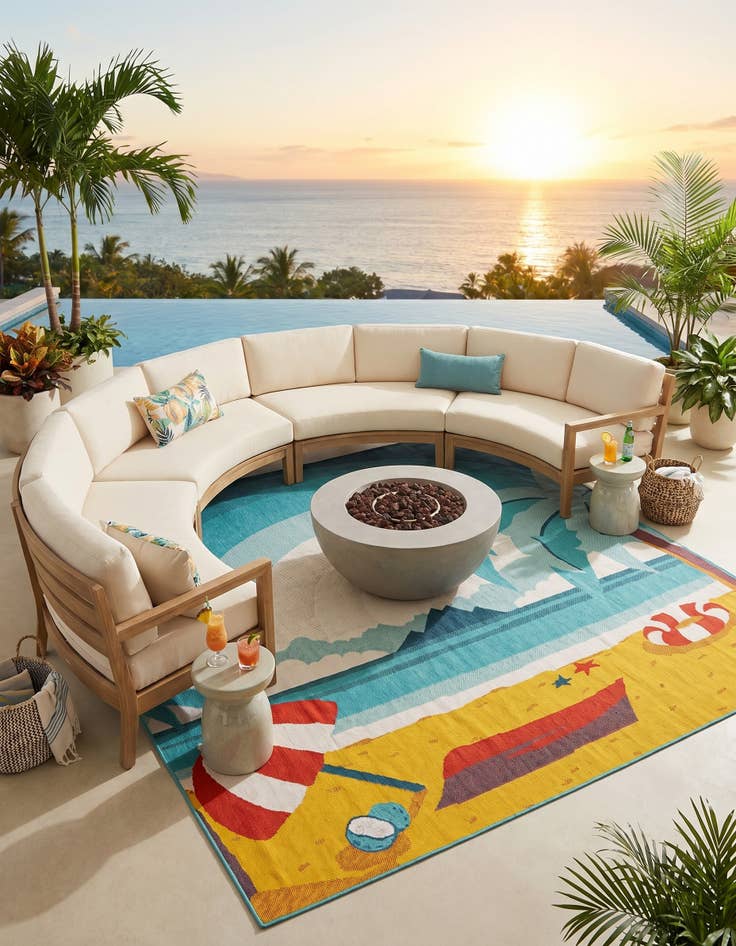 Detail image of 7' 10 x 7' 10 Easy-Clean Coastal Indoor / Outdoor Square Rug