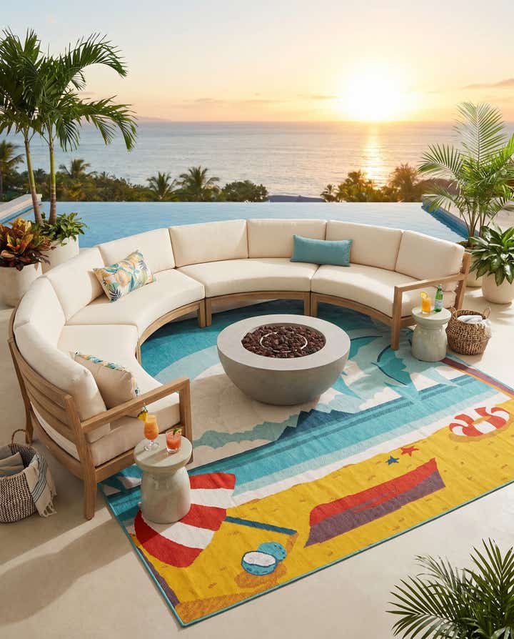 7' 10 x 7' 10 Easy-Clean Coastal Indoor / Outdoor Square Rug