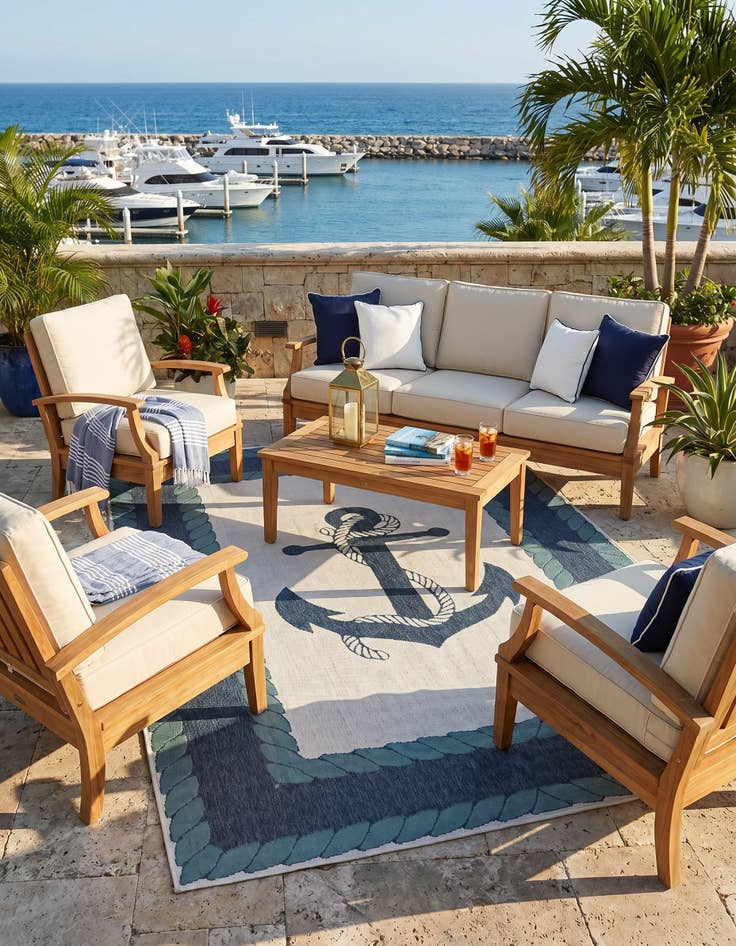 Detail image of 7' 10 x 10' Easy-Clean Coastal Indoor / Outdoor Rug