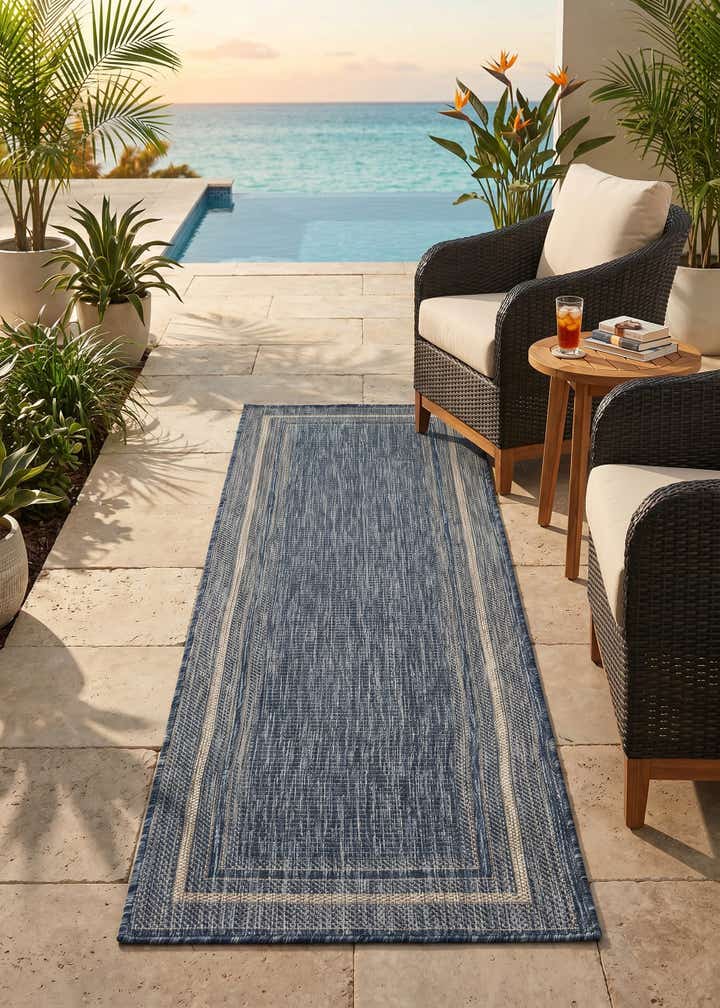 2' x 6' Easy-Clean Border Indoor / Outdoor Runner Rug