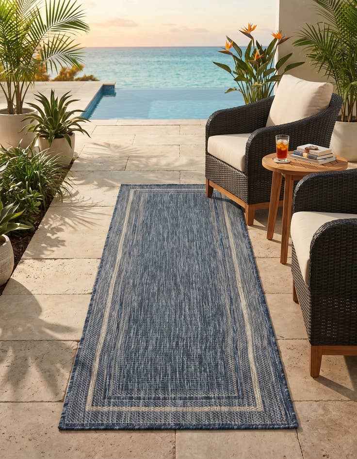 Detail image of 2' x 6' Easy-Clean Border Indoor / Outdoor Runner Rug