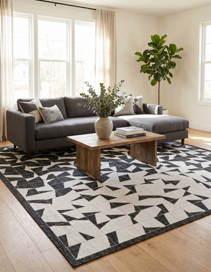 Detail image of 7' x 10' Easy-Clean Modern Indoor / Outdoor Rug