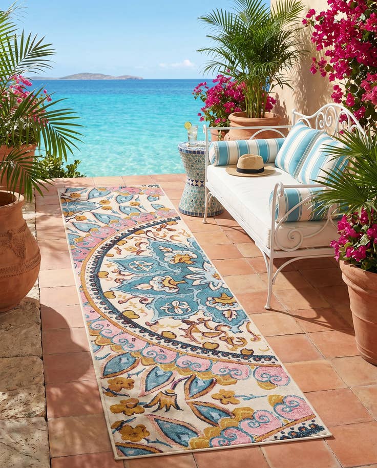 Detail image of 2' x 8' Easy-Clean Traditional Indoor / Outdoor Runner Rug
