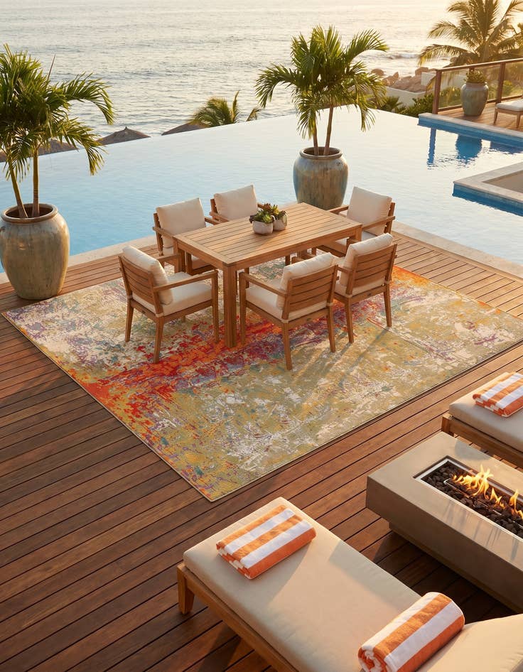 Detail image of 10' x 10' Easy-Clean Modern Indoor / Outdoor Square Rug