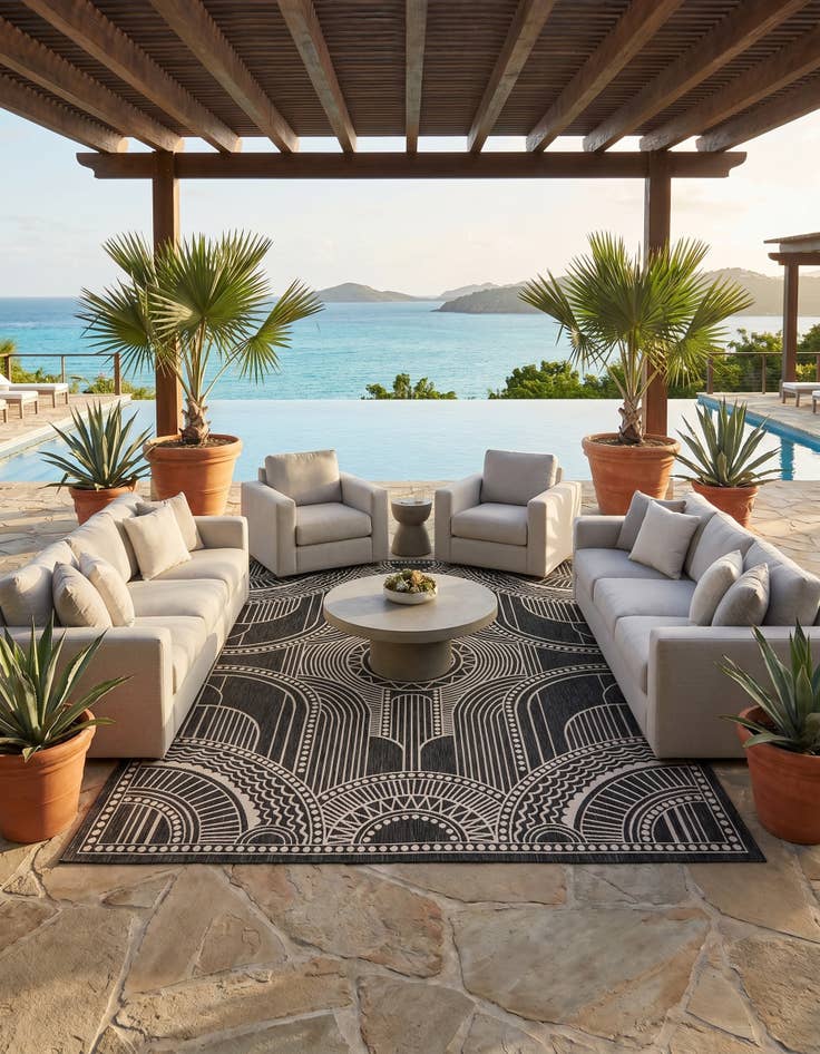 Detail image of 9' x 12' Easy-Clean Traditional Indoor / Outdoor Rug