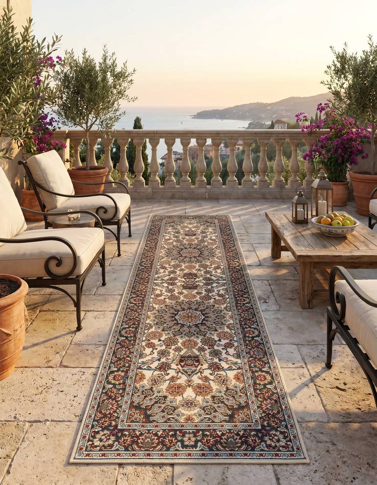 Detail image of 2' 7 x 10' Easy-Clean Traditional Indoor / Outdoor Runner Rug