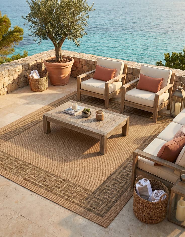 Detail image of 5' 3 x 8' Easy-Clean Border Indoor / Outdoor Rug