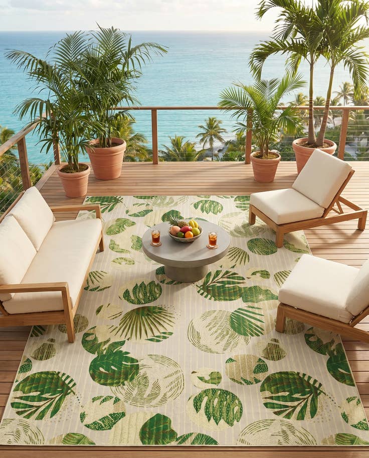 Detail image of 9' x 12' Easy-Clean Botanical Indoor / Outdoor Rug