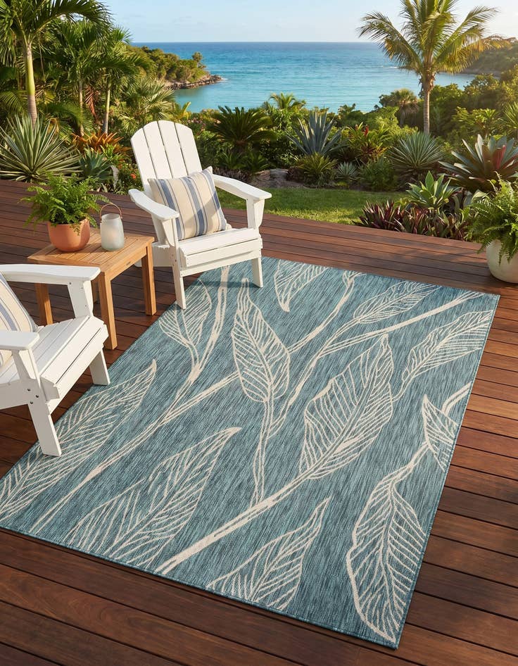 Detail image of 7' x 10' Easy-Clean Botanical Indoor / Outdoor Rug