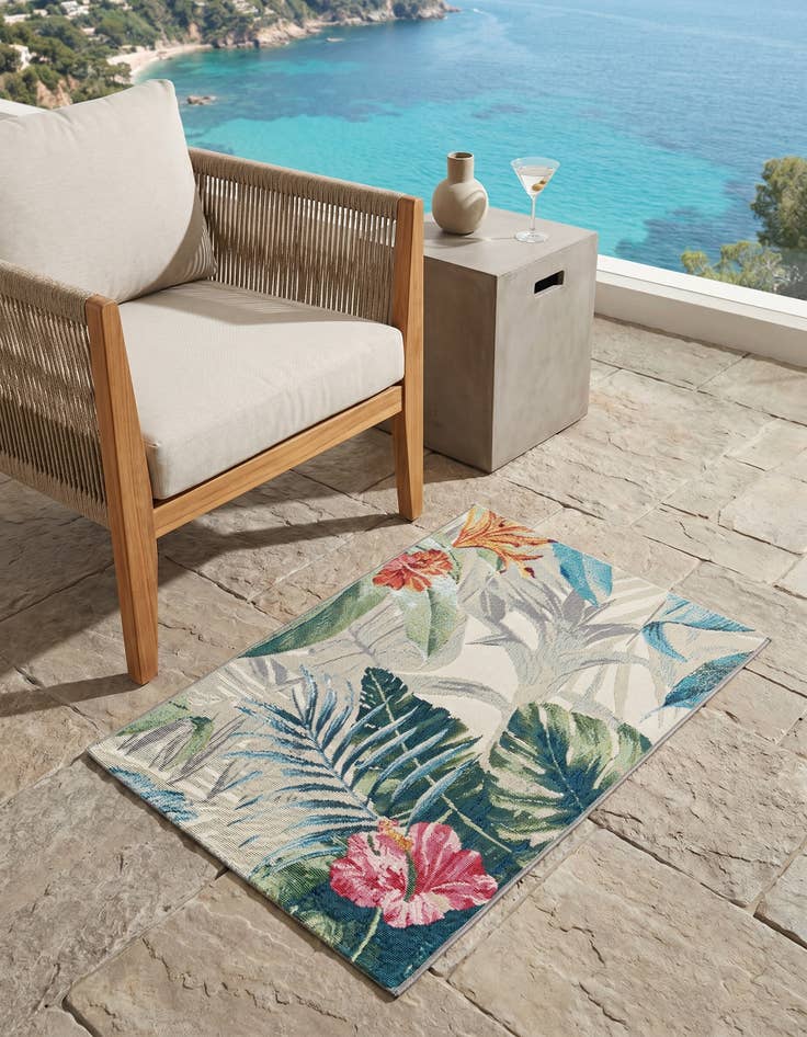 Detail image of 2' x 3' Easy-Clean Botanical Indoor / Outdoor Rug