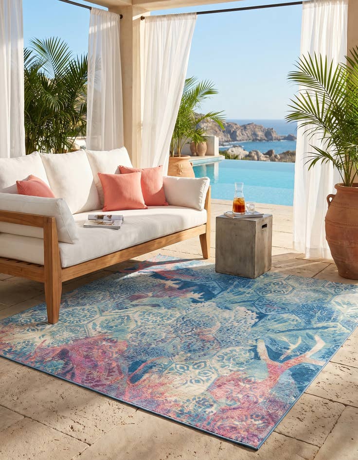 Detail image of 7' 10 x 7' 10 Easy-Clean Coastal Indoor / Outdoor Square Rug