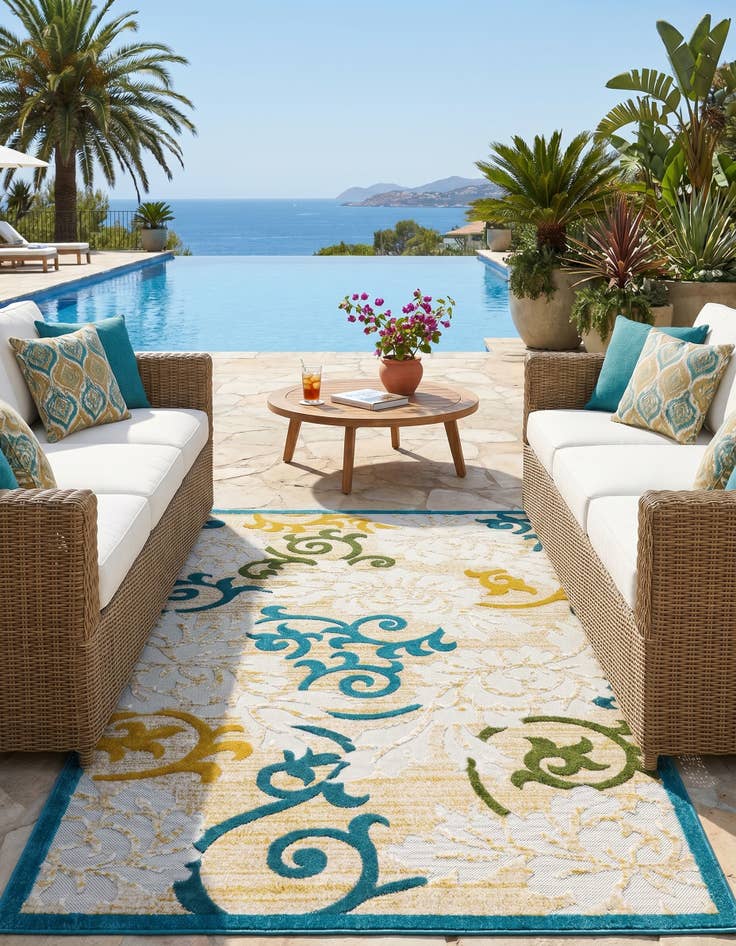 Detail image of 5' x 8' Easy-Clean Botanical Indoor / Outdoor Rug