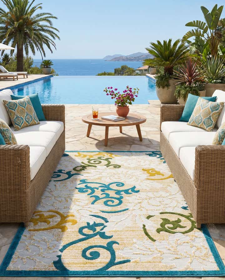 5' x 8' Easy-Clean Botanical Indoor / Outdoor Rug