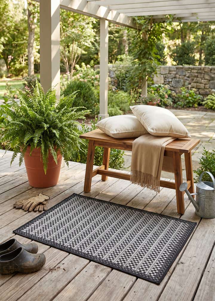 2' 2 x 3' Easy-Clean Border Indoor / Outdoor Rug