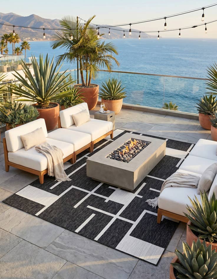 Detail image of 7' x 10' Easy-Clean Modern Indoor / Outdoor Rug