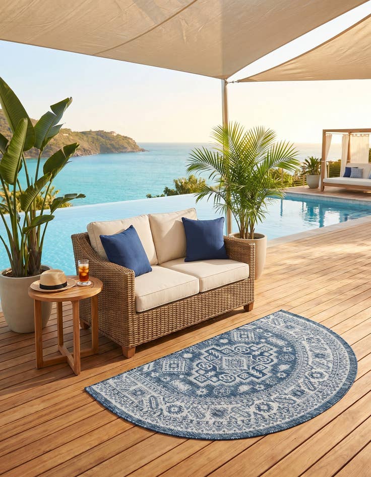 Detail image of 3' x 6' Easy-Clean Aztec Indoor / Outdoor Hearth Rug