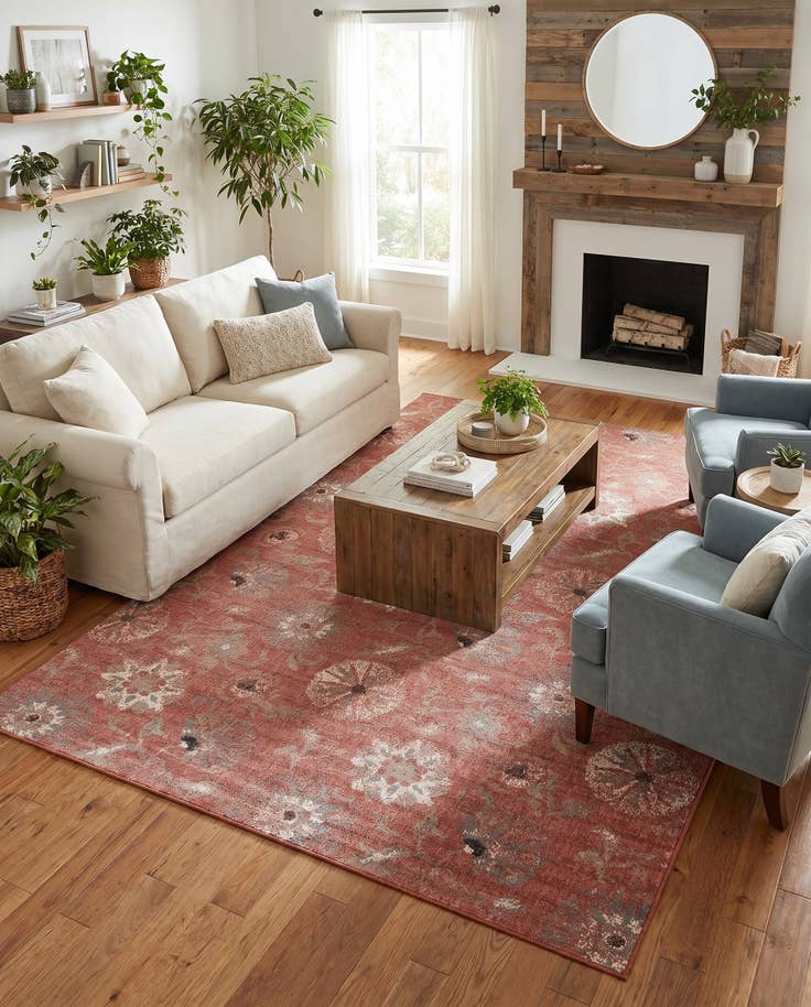 Detail image of 9' x 12' Easy-Clean Botanical Indoor / Outdoor Rug