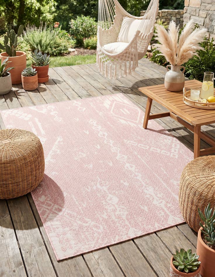 Detail image of 4' x 6' Easy-Clean Bohemian Indoor / Outdoor Rug