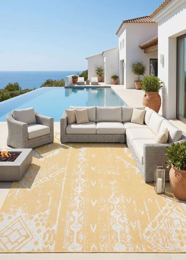 9' x 12' Easy-Clean Bohemian Indoor / Outdoor Rug