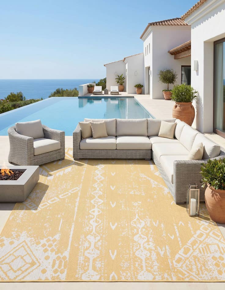 Detail image of 9' x 12' Easy-Clean Bohemian Indoor / Outdoor Rug