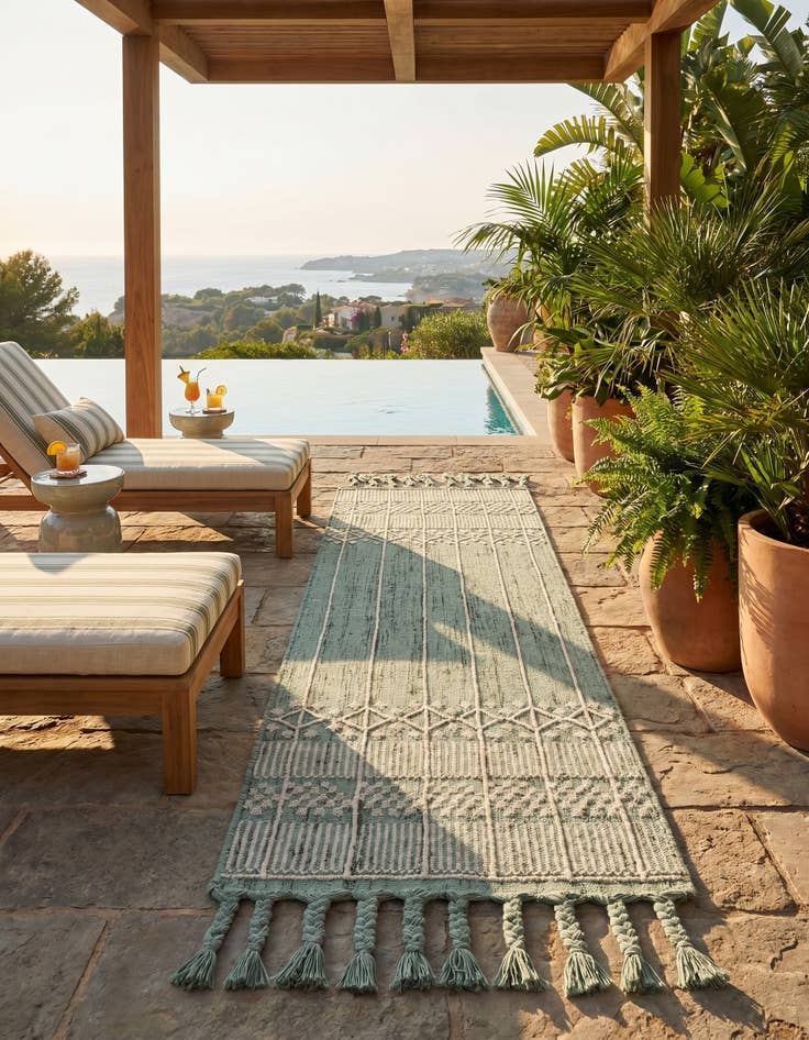 Detail image of 2' 2 x 6' 7 Easy-Clean Eco Bohemian Indoor / Outdoor Runner Rug