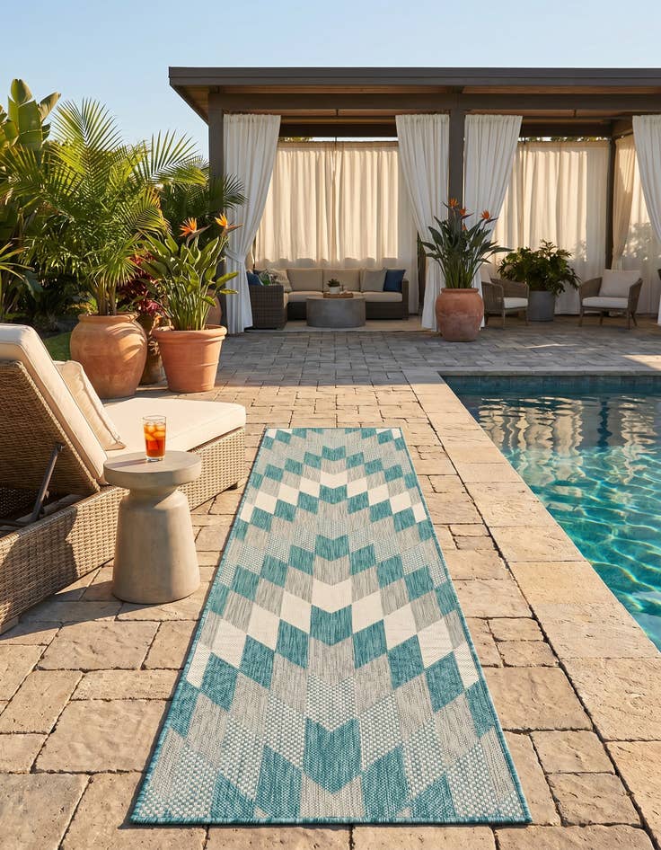 Detail image of 2' x 8' Easy-Clean Modern Indoor / Outdoor Runner Rug