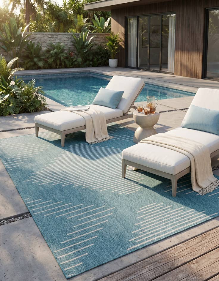 Detail image of 5' 3 x 8' Easy-Clean Modern Indoor / Outdoor Rug