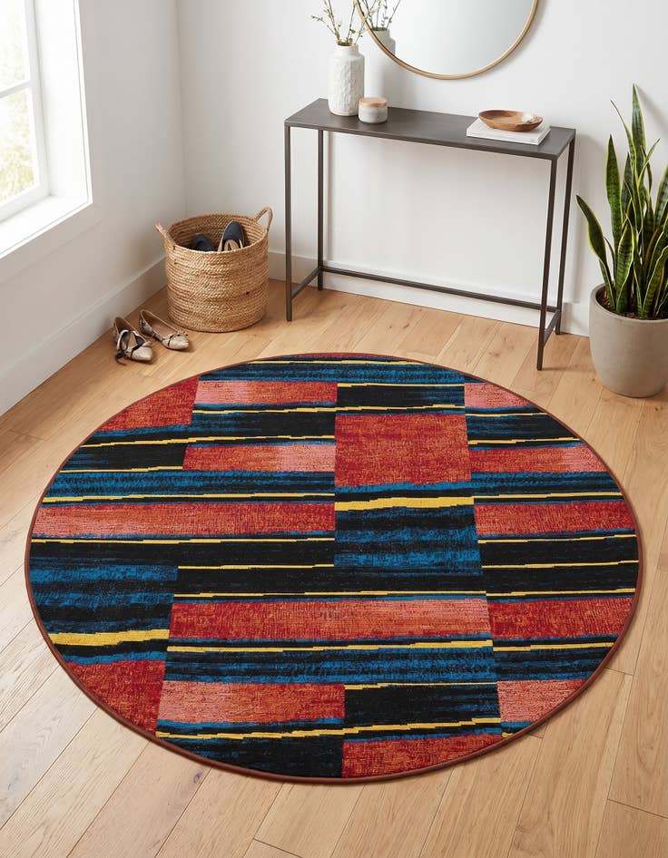 Detail image of 4' x 4' Easy-Clean Modern Indoor / Outdoor Round Rug